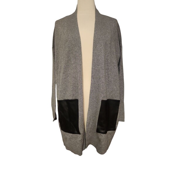 Eileen Fisher Cashmere Cardigan Womens XS Gray Leather...